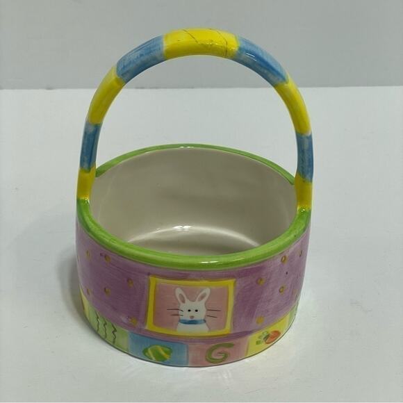 Ceramic Easter Bunny Basket gift accent decor piece - Picture 7 of 7